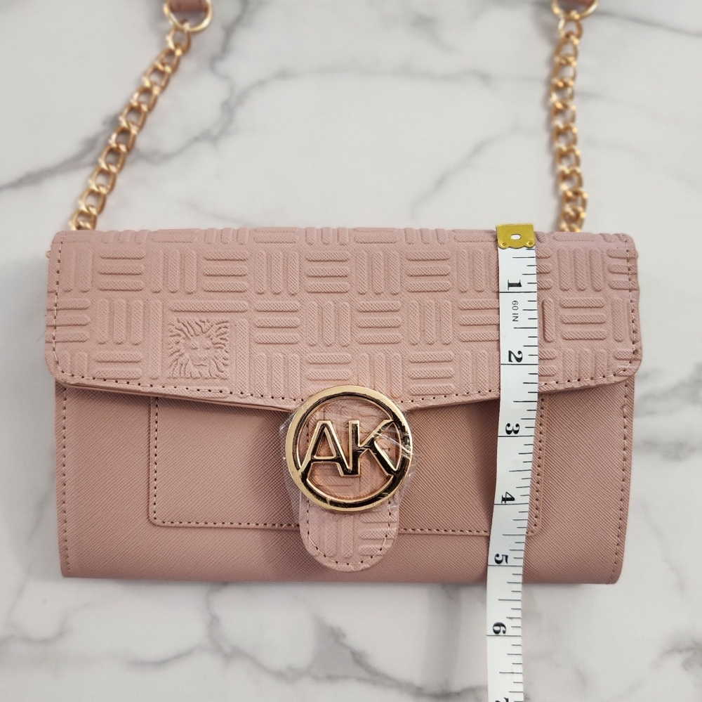 Anne Klein Wallet on a Chain Crossbody Bag Rose Logo Print Chain Strap - Picture 12 of 16